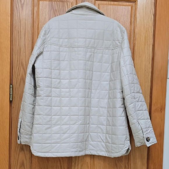 Sam Edelman Women's Cream Quilted Puffer Faux Leather Jacket, Preowned, XL - Picture 8 of 16